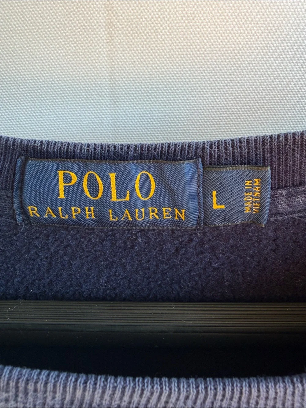 Polo Ralph Lauren Navy Blue Crewneck Sweatshirt Yellow Pony Size L